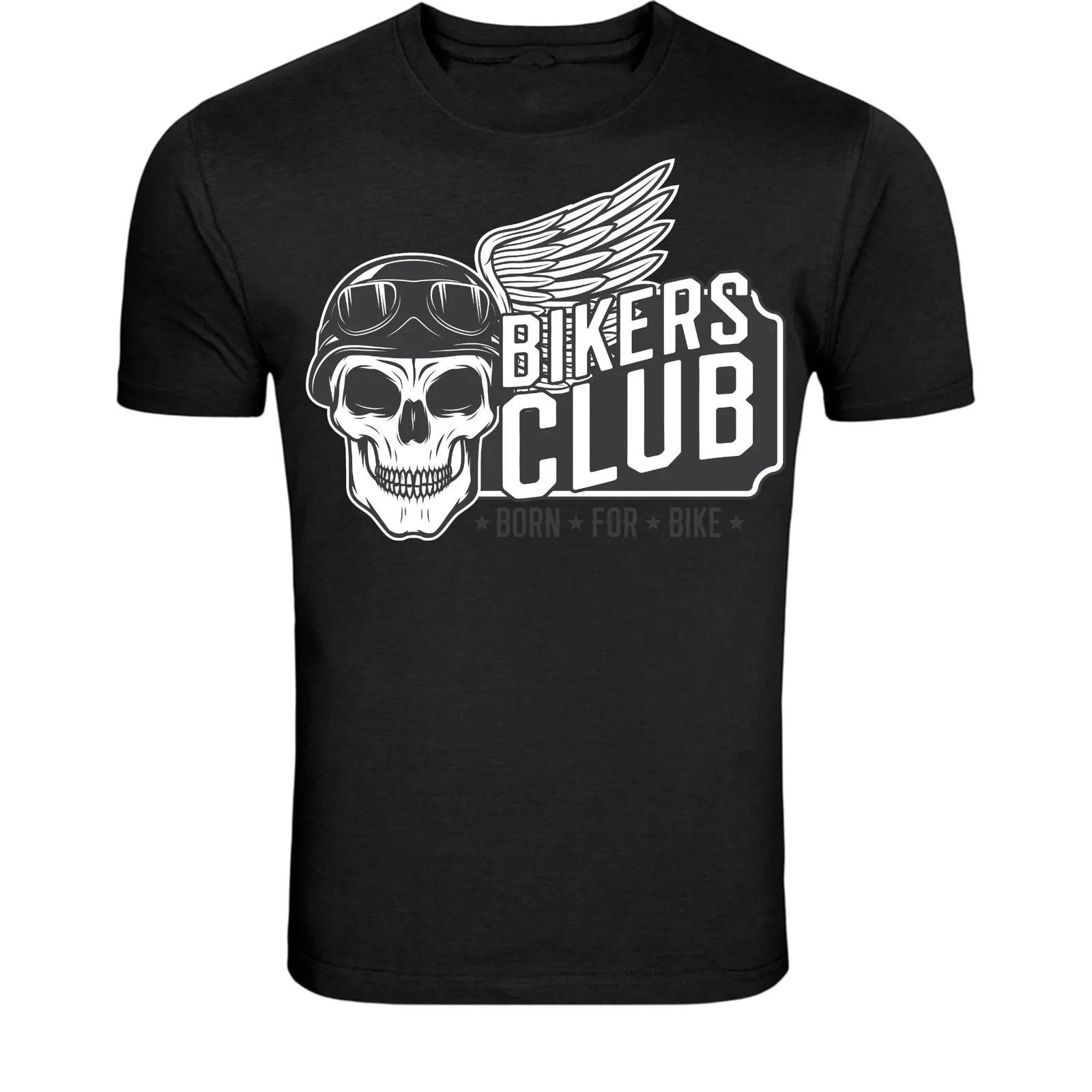 Bikers Club Born For Bike T-Shirt - Skull Rider Motorcycle XL