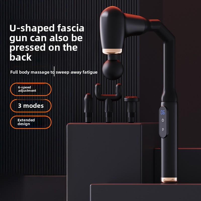 Fascia Gun Portable Massage Gun Deep Tissue with Extended Handle U-Shaped Back Massager Body Massager for Neck Shoulder Back Leg