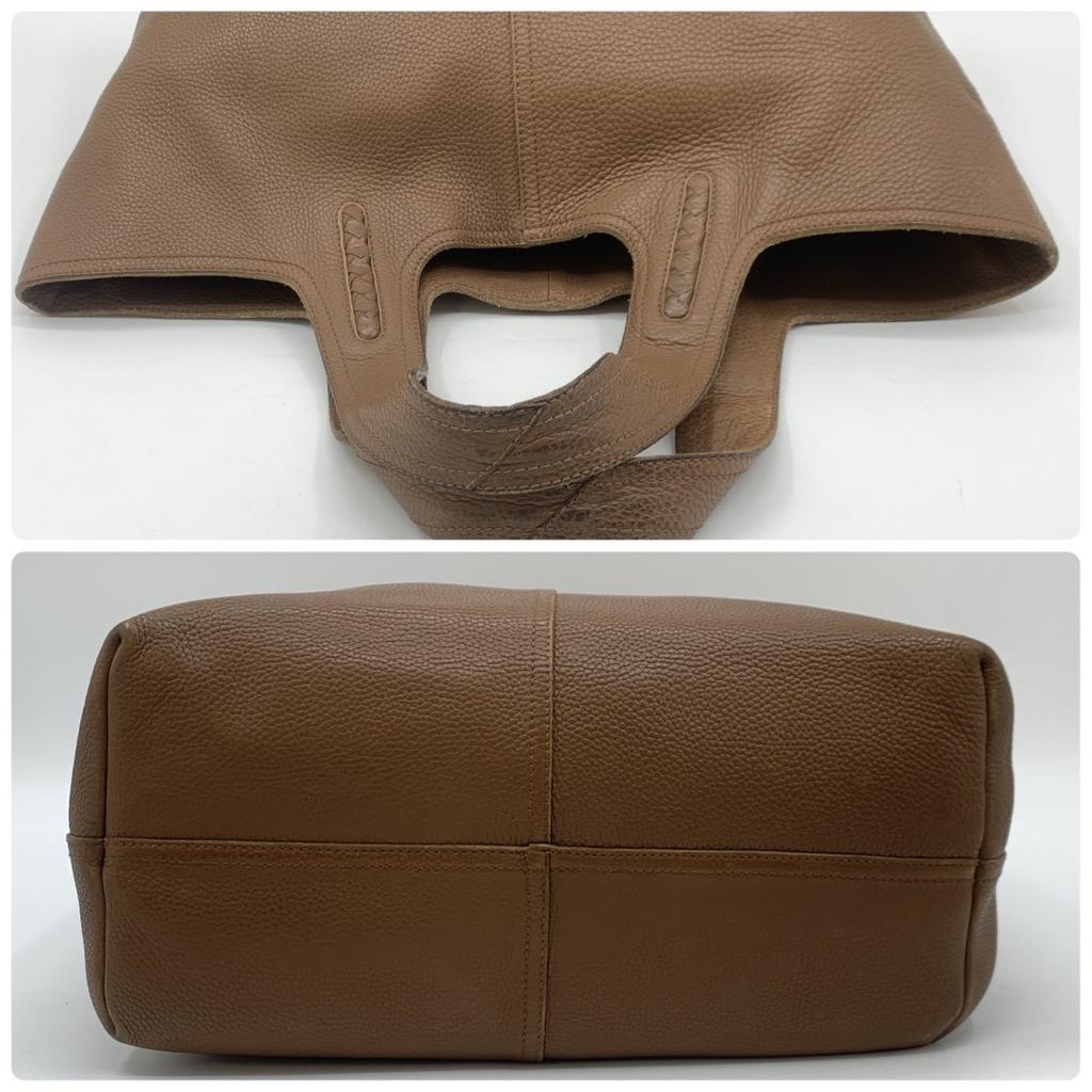 BOTTEGA VENETA Eneta Intrecciato Tote Bag Genuine Leather Brown A4 Size Large Capacity Unisex Women Men 145166