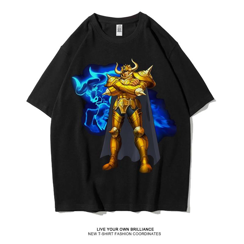 Japanese Anime Saint Seiya Golden Zodiac Sports Rock Fitness Casual Hip Hop Men's Top Short Sleeve T-shirt Girls T-shirt Couple