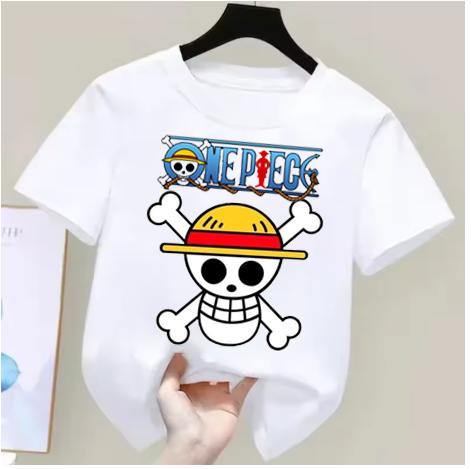 One Piece Monkey D Luffy Kids Cotton TShirt Adult Boys Girls Family Matching Casual Tee Cute Anime Print Summer Tops for Fans