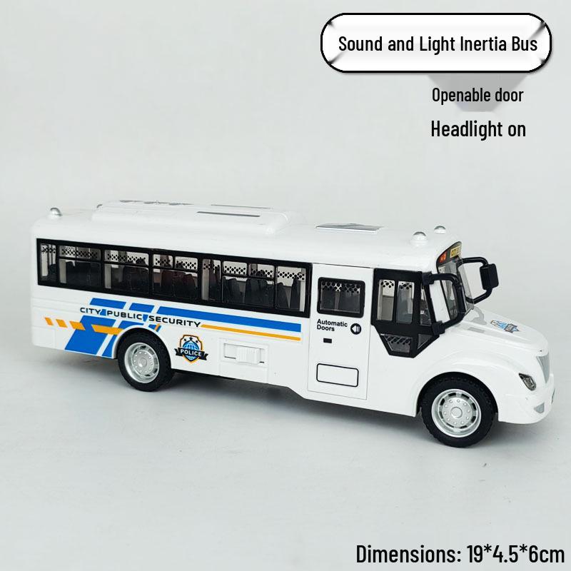 Children's Double-Decker Bus Toy: Convertible Police/Sightseeing Model with Openable Doors, Sound, Light & Inertial Motion