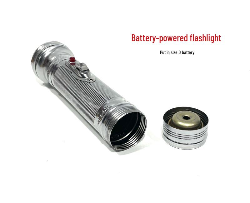 Nostalgic Tinplate Tiger Head Flashlight, Old-Fashioned 2-Cell/3-Cell, Small Household Warm Light, King Gold.