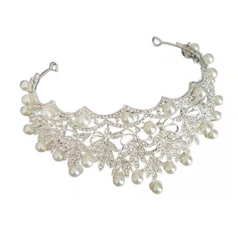Perlen Braut-Haarbänder Diademe Hochzeitskrone Stirnband für Braut Haarschmuck Perlen Hochzeits-Haarschmuck Kopfschmuck