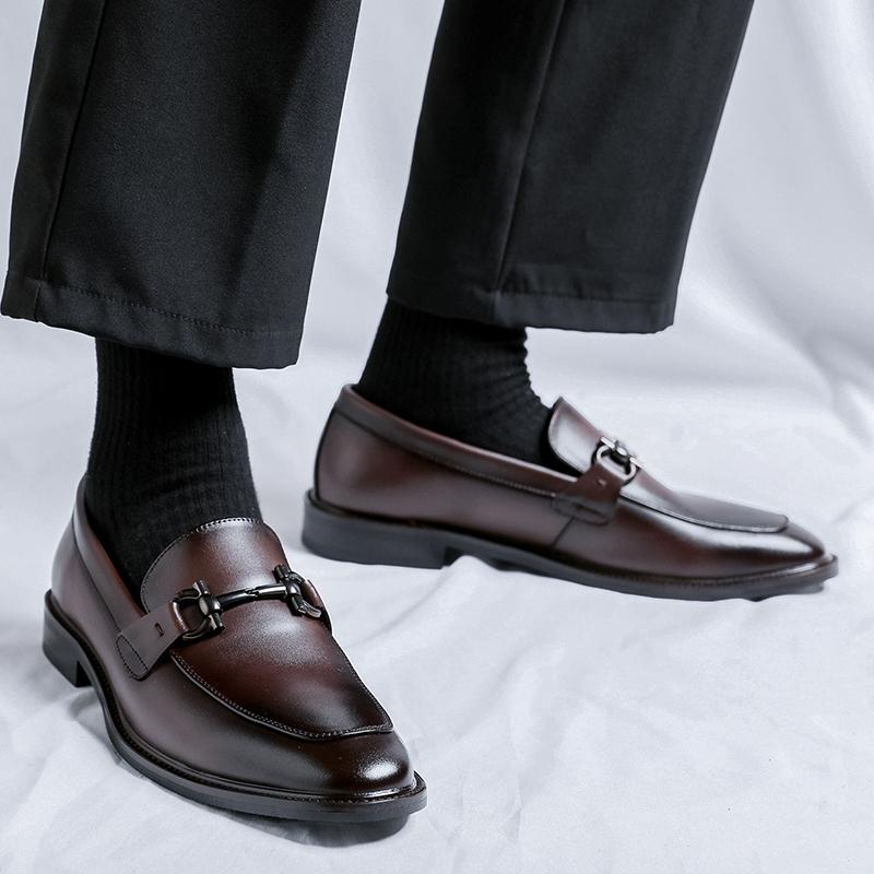 Fashion Italian Mens Dress Shoes Luxury Brand Soft Sole Business Office Casual Shoes for Men Lightweight Leather Driving Loafer Mocassin