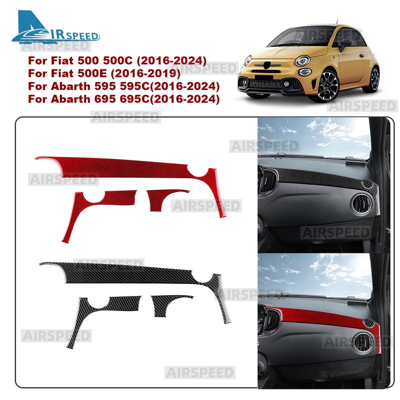 For Fiat 500 500C/Abarth 595 595C /695 695C 2016 2017 2018-2024 500e 16-19 Car trument Strip Real Soft Carbon Fiber Sticker