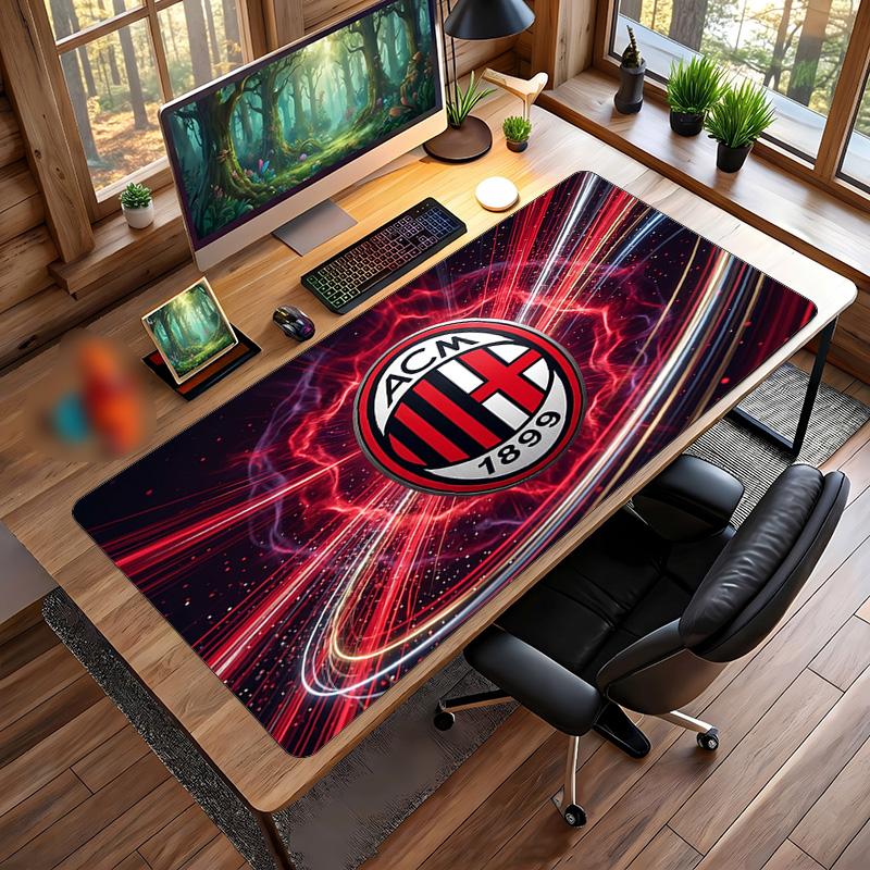 Tappetino per Mouse Grande Stampato AC Milan, Tappetino Morbido in Gomma Antiscivolo per Scrivania da Gioco per Ufficio Laptop Computer Decorazione