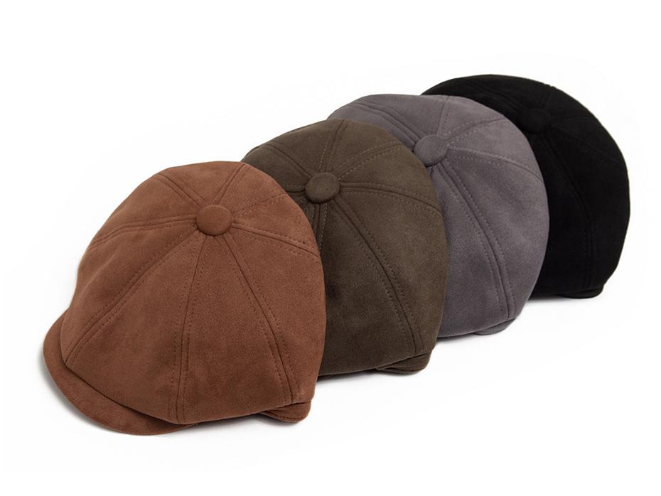 Men's and Women's Suede Newsboy Cap: Retro, Fashionable Autumn/Winter Octagonal Hat and Casual Painter Beret.