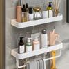 Mensola Portaoggetti da Bagno in Alluminio Montaggio a Parete Portaoggetti per Doccia Bianco Organizzatore Mensole Angolari Porta Shampoo Cosmetici per WC