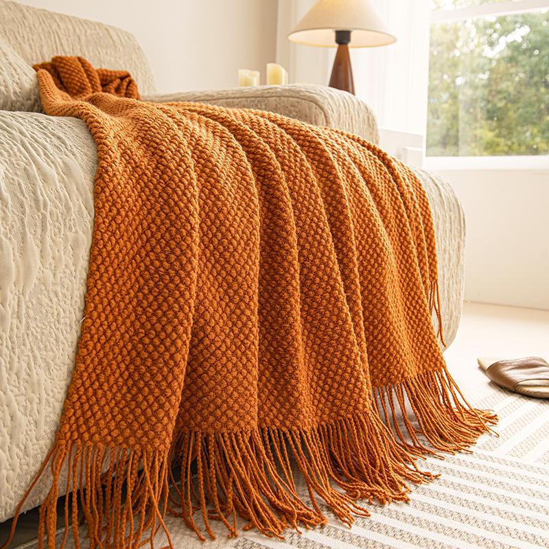 Nordic Retro Knitted Blanket – Perfect for Bedroom, Office, Airplane, or Air Conditioning Use.
