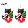 Acrylic Hanging Decor 2 Pcs Christmas Ornament Crystal Snowman Cat Santa Pattern Decoration Celebration Supplies Double Sided 2D Pendant for Holiday