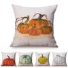 Red Pumpkin Thanksgiving Style Cushion Cover North America Autumn Harvest Crops Watercolor Decorative Sofa Throw Pillow Cover