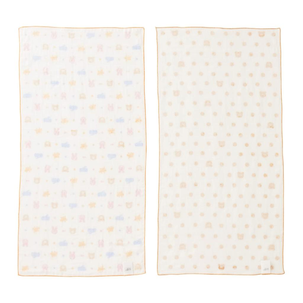 Set prosoape de tifon MIKI HOUSE HOT BISCUITS pentru băieți și mărime unică potrivită pentru nou-născuți, fetițe, ivoriu, (Cod produs 76-8038-493)