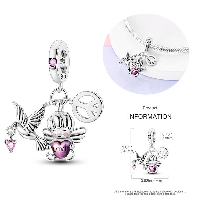 New Copper Bow Star Love Pink Series Charm Beads Suitable For 3Mm Original Bracelet Diy Fashion Jewelry Gift