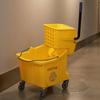Mop Wringer Pail Cart Metal Handle Floor Warning Graphic