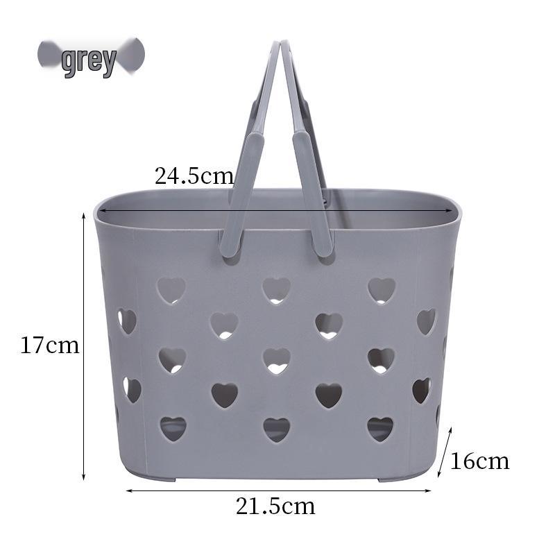 Handheld Heart-Shaped Plastic Laundry Basket for Student Dorms