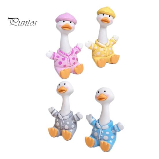 Car Dashboard Ornament 4Pcs Mini Cartoon Duck Figurines, Cute Polka-dot Pajamas Statues, Multi-functional Accessory Macaron Animal Ornaments