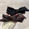 Retro Plaid Wool Bow Hair Clip – Age-Reducing, Girlish Bun Accessory