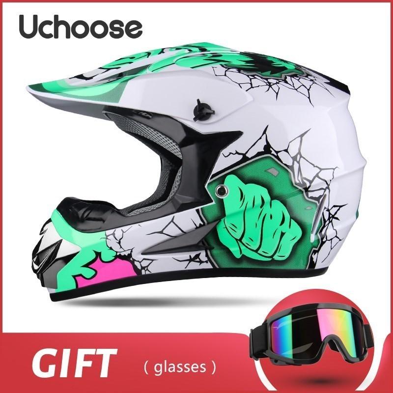Free Gift Kids Protective Helmet Motocross Motorcycle Moto Bike Full Face Helmet Adult Women Racing Sports Off-road Scooter ATV