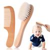 Conjunto de 2 peças de pentes para bebês, escova de cabelo para cuidados com o bebê, pente de lã macia de faia, massageador para recém-nascidos, chá de bebê e presente, calmante para cabelos de bebês