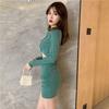 Hong Kong Style Chic Cutout Crop Top & Body-Hugging Long Sleeve Dress