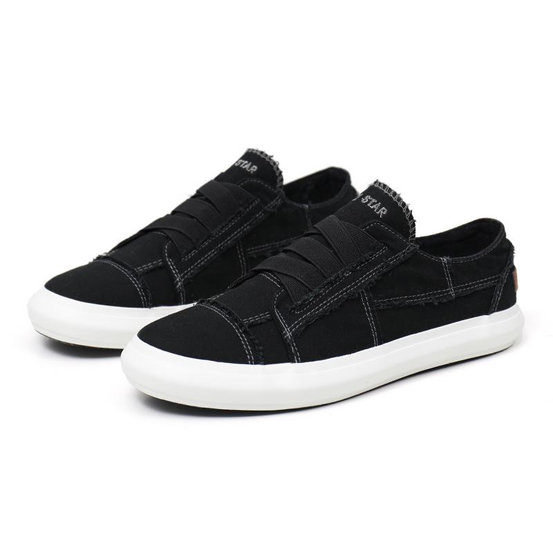 Canvas shoes men's new summer shoes washed denim raw edge men's sports shoes flat sneakers D321