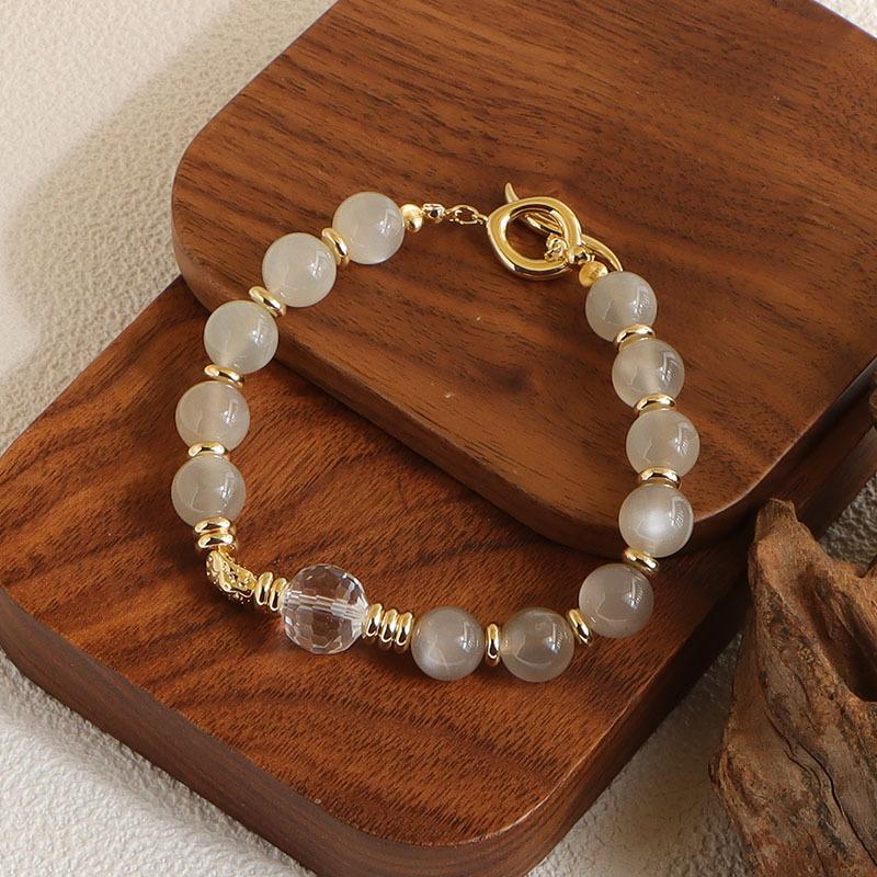 Натуральный кремовый браслет  Лунное сияние  Украшения из натуральных кристаллов Универсальный белый Браслет, популярный в Douyin