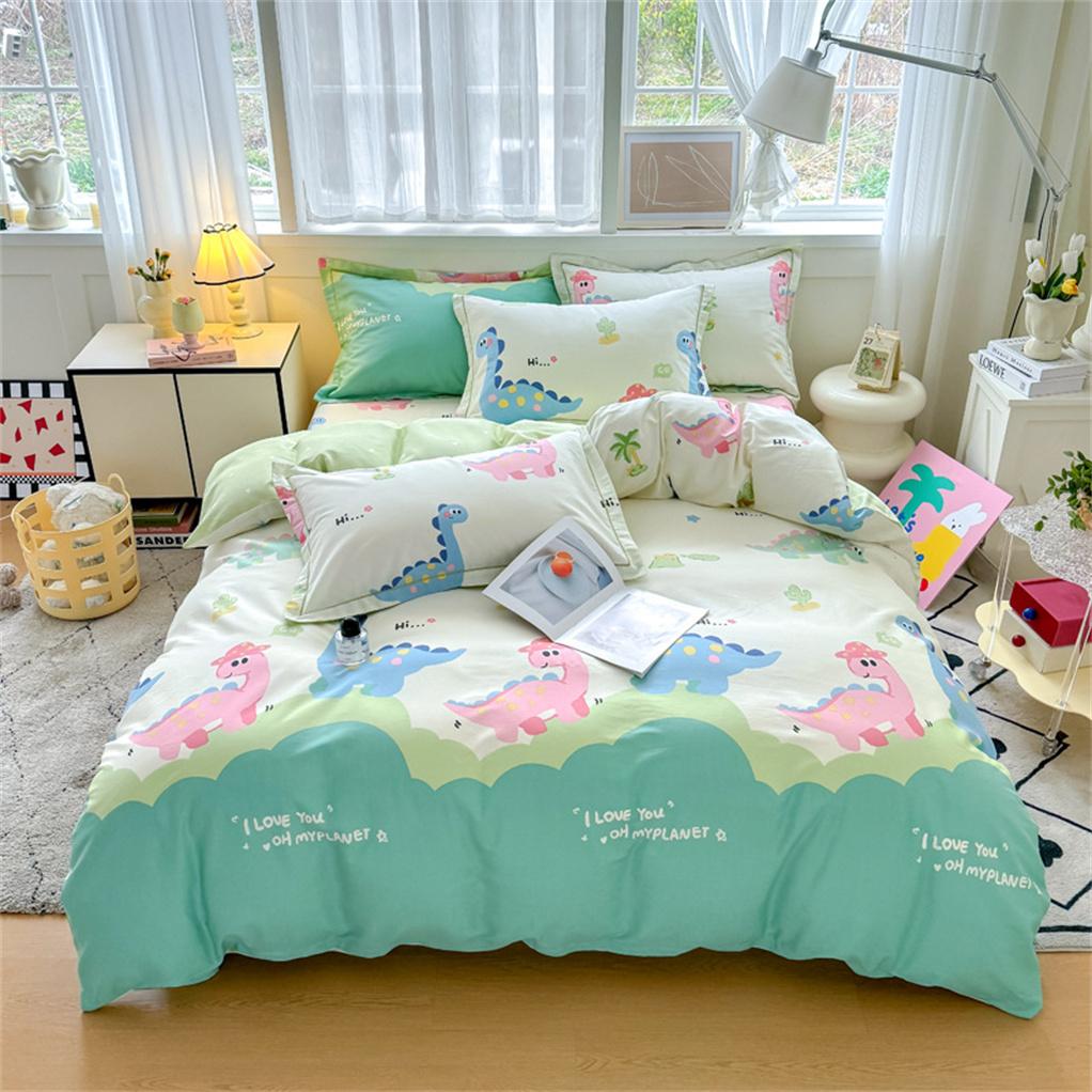 Dinosaur Cartoon Printed Single Quilt Cover Spring Breathable Duvet Cover With Pillowcase 75*50Cm For Kids Single/Queen/Kingsize