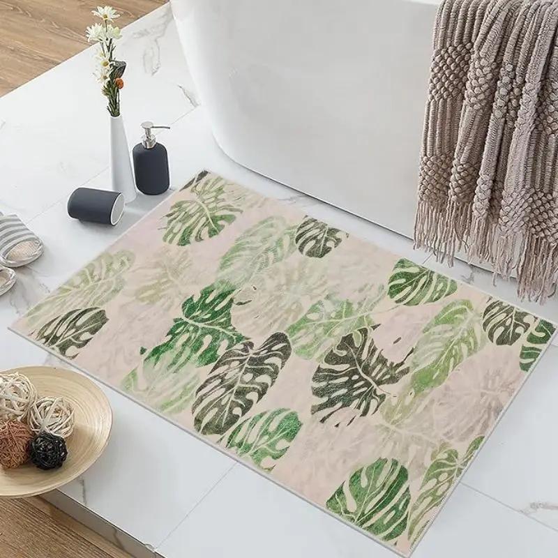 Leaves Printed Door Mat Ethnic Style Non-slip Kitchen Rug Laundry Room Entrance Floor Carpet Home Outdoor Decor Entryway Doormat