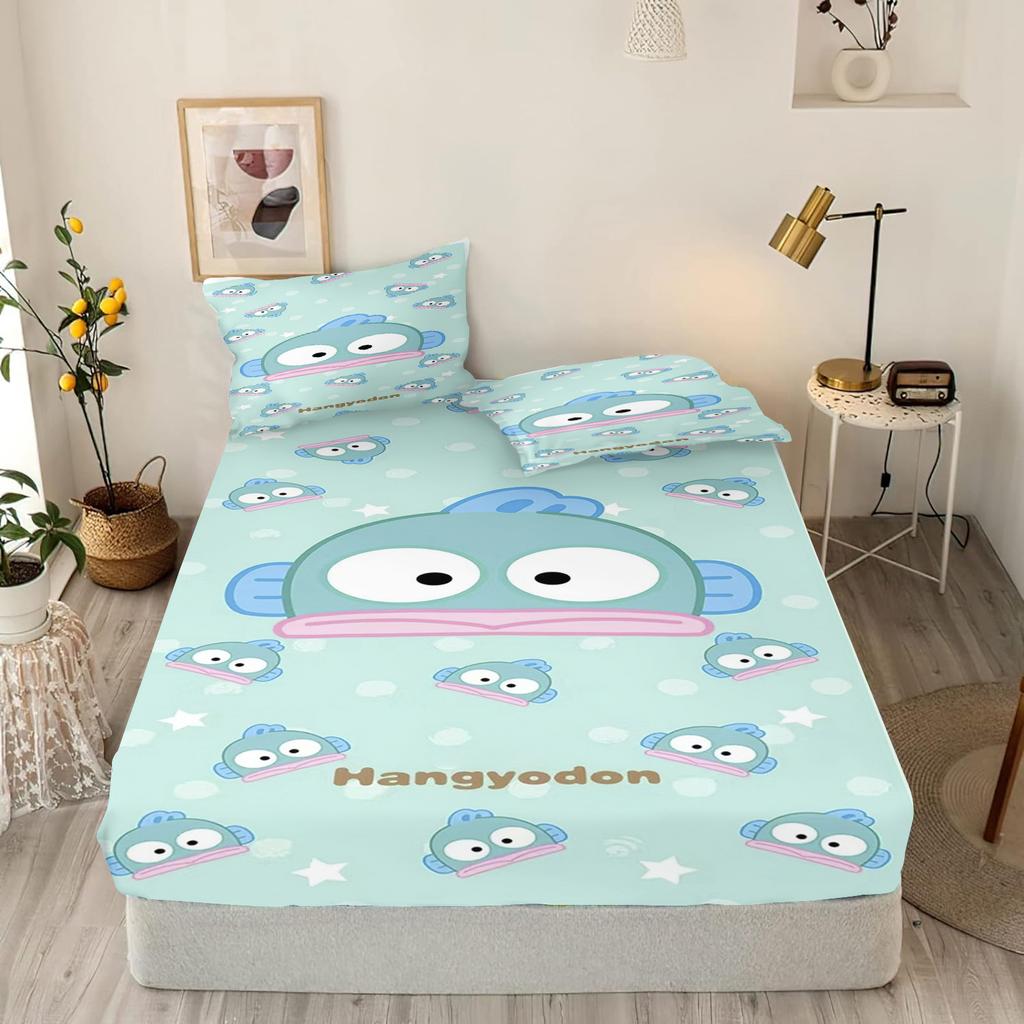 Cartoon Fitted Sheets King Size Hangyodon Bedding Set Quilt Cover Children'S Printed Polyester Covers