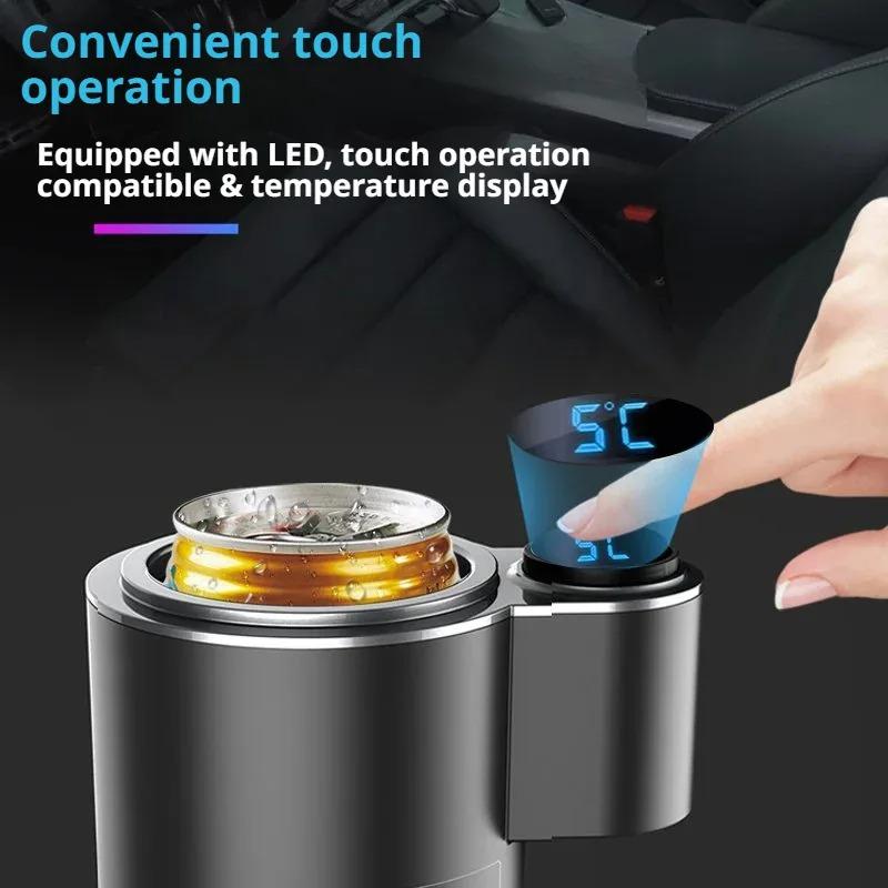 Stainless Steel Portable Car Cooling Cup For Cola Drinks Usb Heating Car Coffee Mug Thermos Cup Electric Beverage Cooler Temperature Display 24V