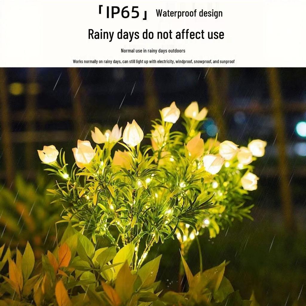 Solar LED Gardenia Light: Waterproof Outdoor Lawn Decoration with Ground Stake