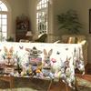 1pc Easter Bunny & Egg Tablecloth, Wrinkle-Resistant, Machine Washable, Scalloped Edge, Animal Print, Rectangle for Home, Picnic