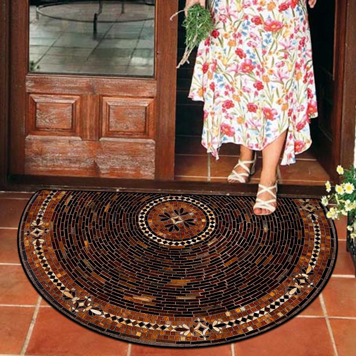 

Entrance Doormat Semi-circular Carpet Outdoor Rug Household Entry Door Mat Courtyard Garden Decoration Floor Mats 50X80cm