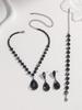 European and American Suit Formal Dress for Wedding Event. Waterdrop Zirconia Necklace, Bracelet, Earrings and Bracelet Set.