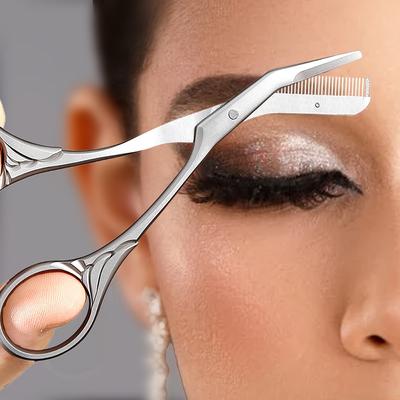 Stainless Steel Eyebrow Trimming Knife Eyebrow Face Razor for Women Professional Eyebrow Scissors with Comb Brow Trimmer Scraper