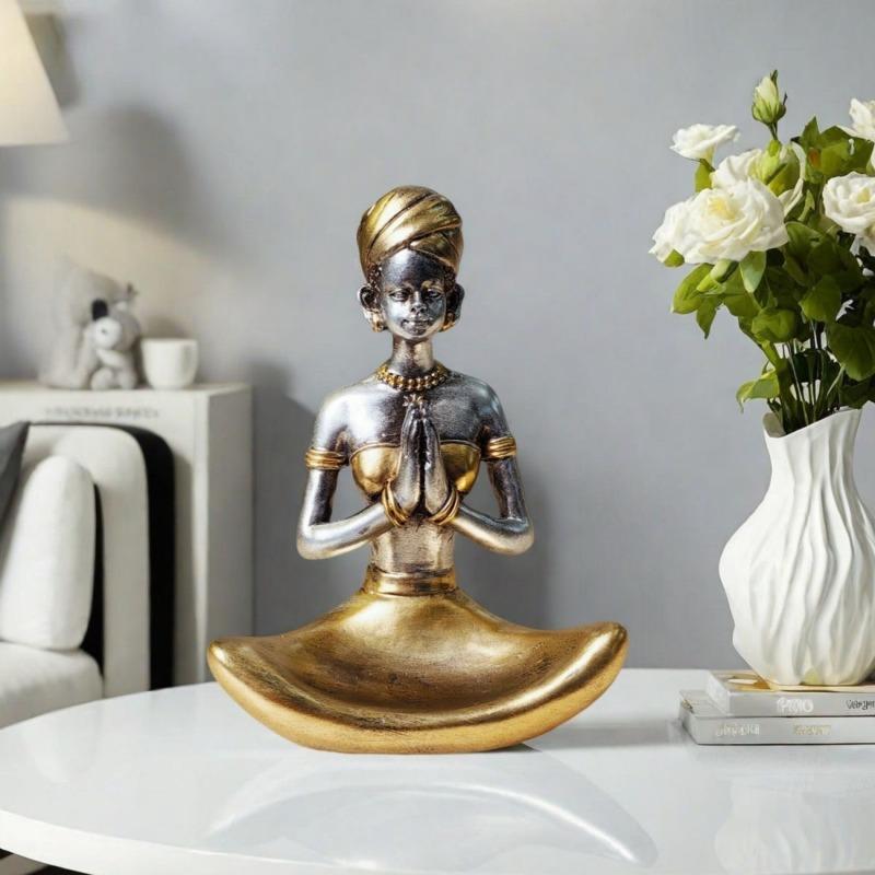 Creative Resin Yoga Ornament Exquisite Character Sculptures Handicrafts Living Room Office Bookshelf Yoga Ornament Female Statue