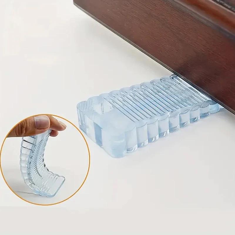 1pc Wedge Doorstops Safe Shock Absorbent Block Reusable Door Handle Stopper Convenient Rubber Anti-collision Doorstops