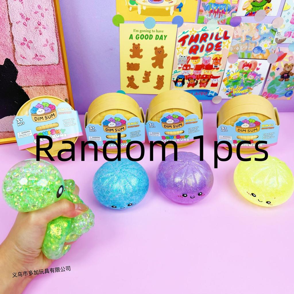 Neues Glitzer-Knödel-Squishy mit Perlen Sensorisches Quetschspielzeug zur Stressbewältigung mit Bambusdampfer Lustiges Geschenk
