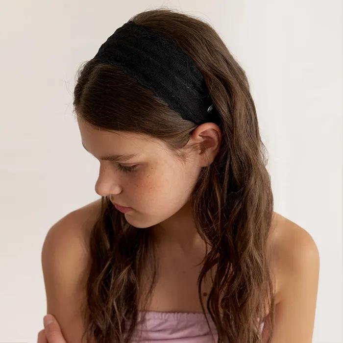 sheer lace headband - black