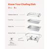 SucceBuy 8 Qt 2 Pack Chafing Dish Buffet Set Stainless Steel Chafer with 2 Full Size Pans Rectangle Catering Warmer Server