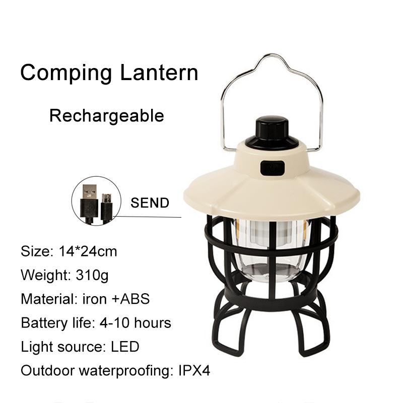 LED USB Rechargeable Comping Lantern IPX4 Waterproof Infinite Dimming Compression Tough Emergency Hurricane Lantern for Power Outages Tent Hiking
