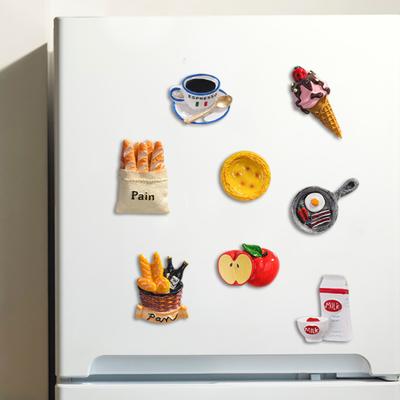 3D Simulated Food Fridge Magnet Resin Cartoon Bread Ice Cream Cone Coffee