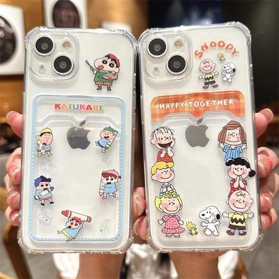 Creatief Cartoon Karakter Telefoonhoesje voor Apple 12/13/14/16/17 Pro Max, Kaarthouder, Zachte Schaal, Hot Seller