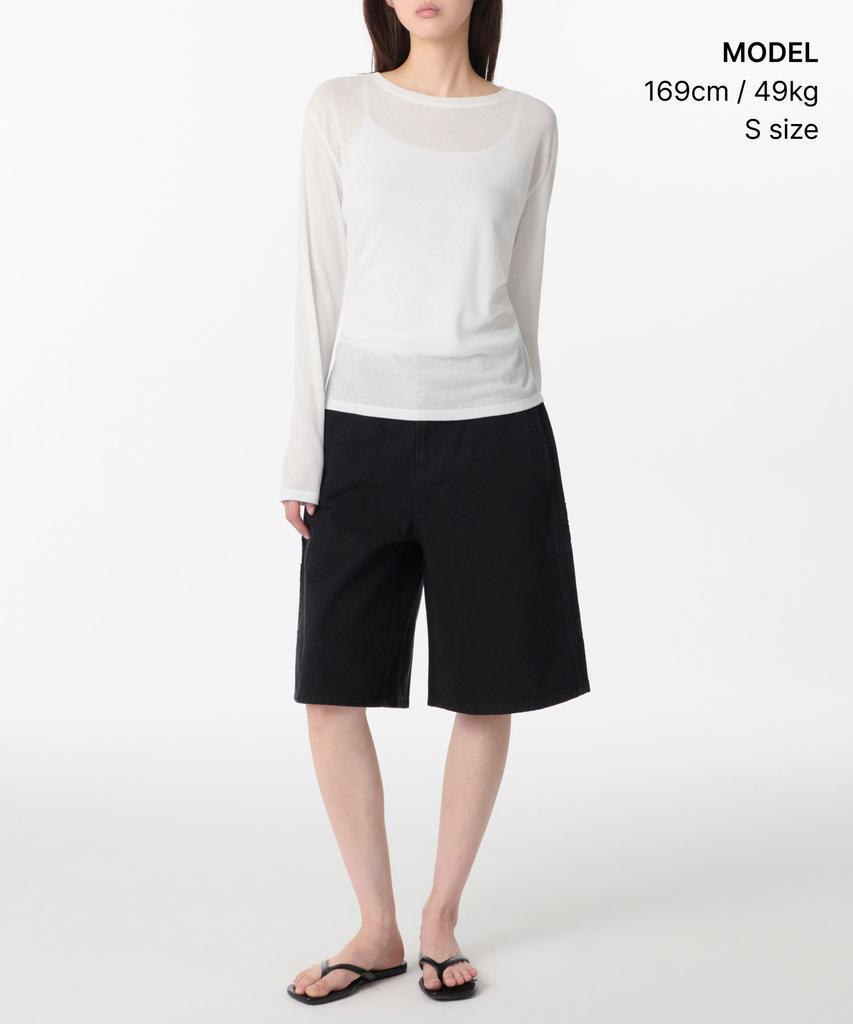 MUSINSA STANDARD WOMAN Women'S Linen-Like Long-Sleeve Knit T-Shirt [White]