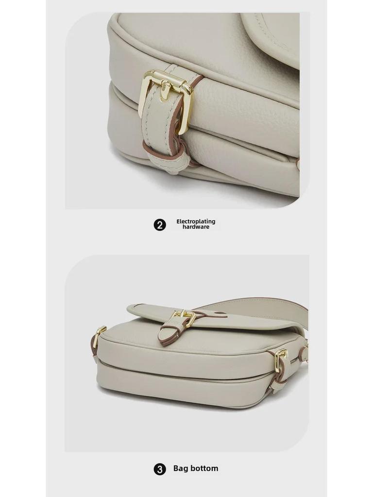 Retro Chic Cowhide Saddle Bag – High-Quality Commuter Shoulder Bag