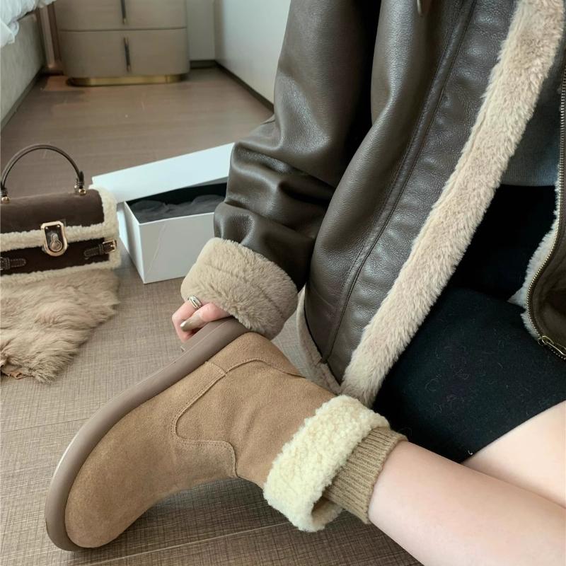 

Winter Boots 2026 Side Zipper Fashion Warm and Comfortable Pure Wool Warm High Quality Boots for Women Botas De Mujer 35 хаки