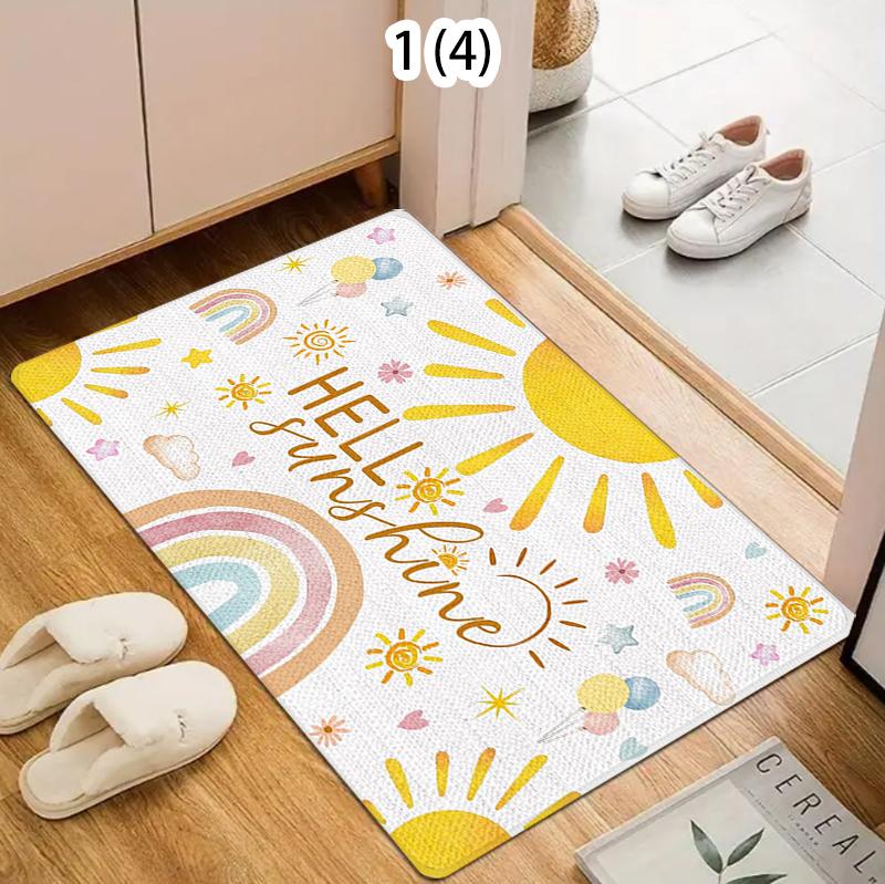 

Flowers Welcome Hello Carpet Sunflower Rainbow Indoor Entrance Mat Living Room Kitchen Bedroom Decoration Door Mat 40cm x 60cm