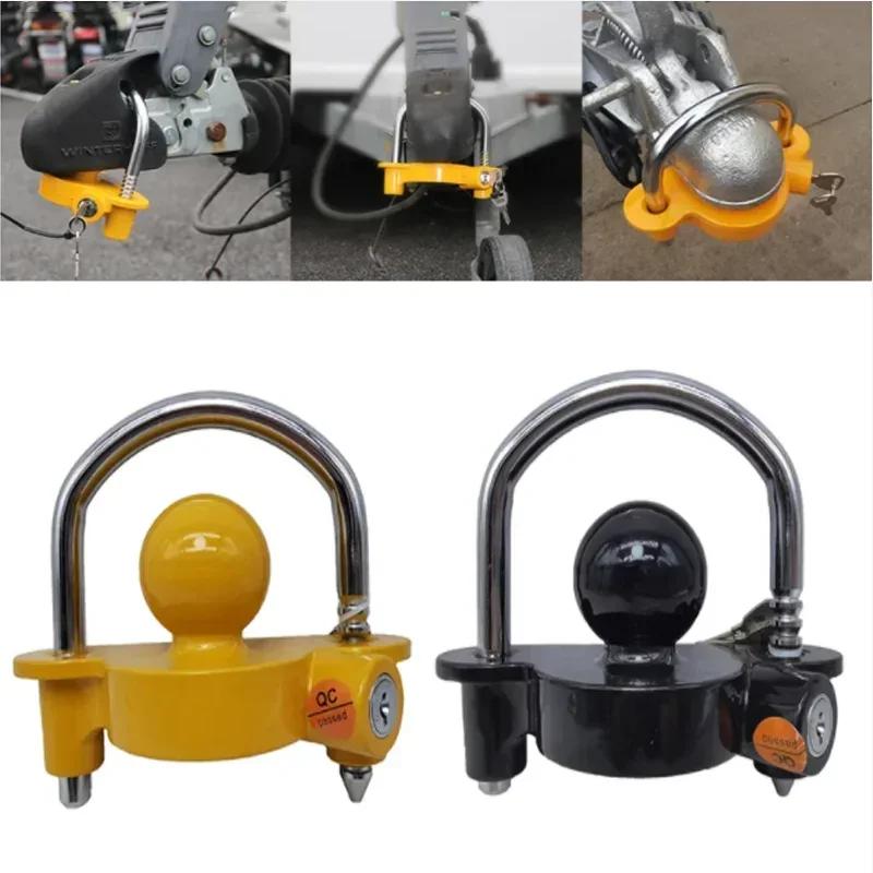 Trailer Coupler Hitch Lock Trailer Parts Universal Tow Ball Safe Security Anti-Theft Lock Trailer Accessories Black/Yellow