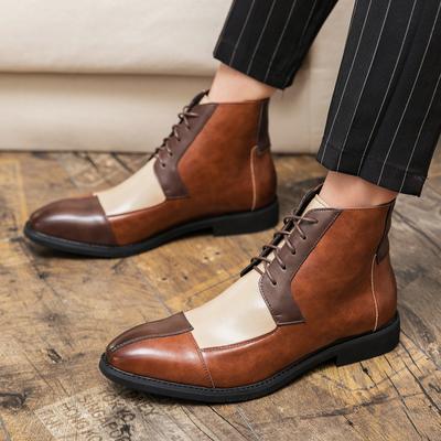 Herrenschuhe aus Leder zum Schnüren Chelsea Boots Luxus s lässige Businessschuhe High-Top Spitzschuhe Herrenstiefel große Größe 48